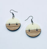 Two Tone Earrings Cream and Red Oak